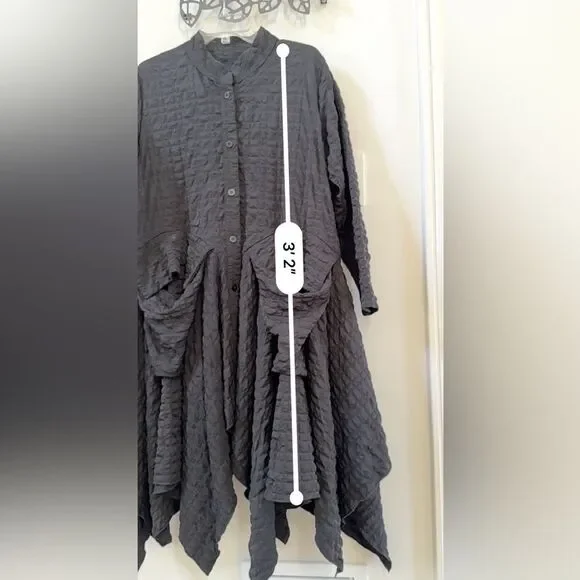 HEYDARI Nopj4149 Asymmetrical Handkerchief Hem Textured Black Jacket  M NWOT - Picture 6 of 16